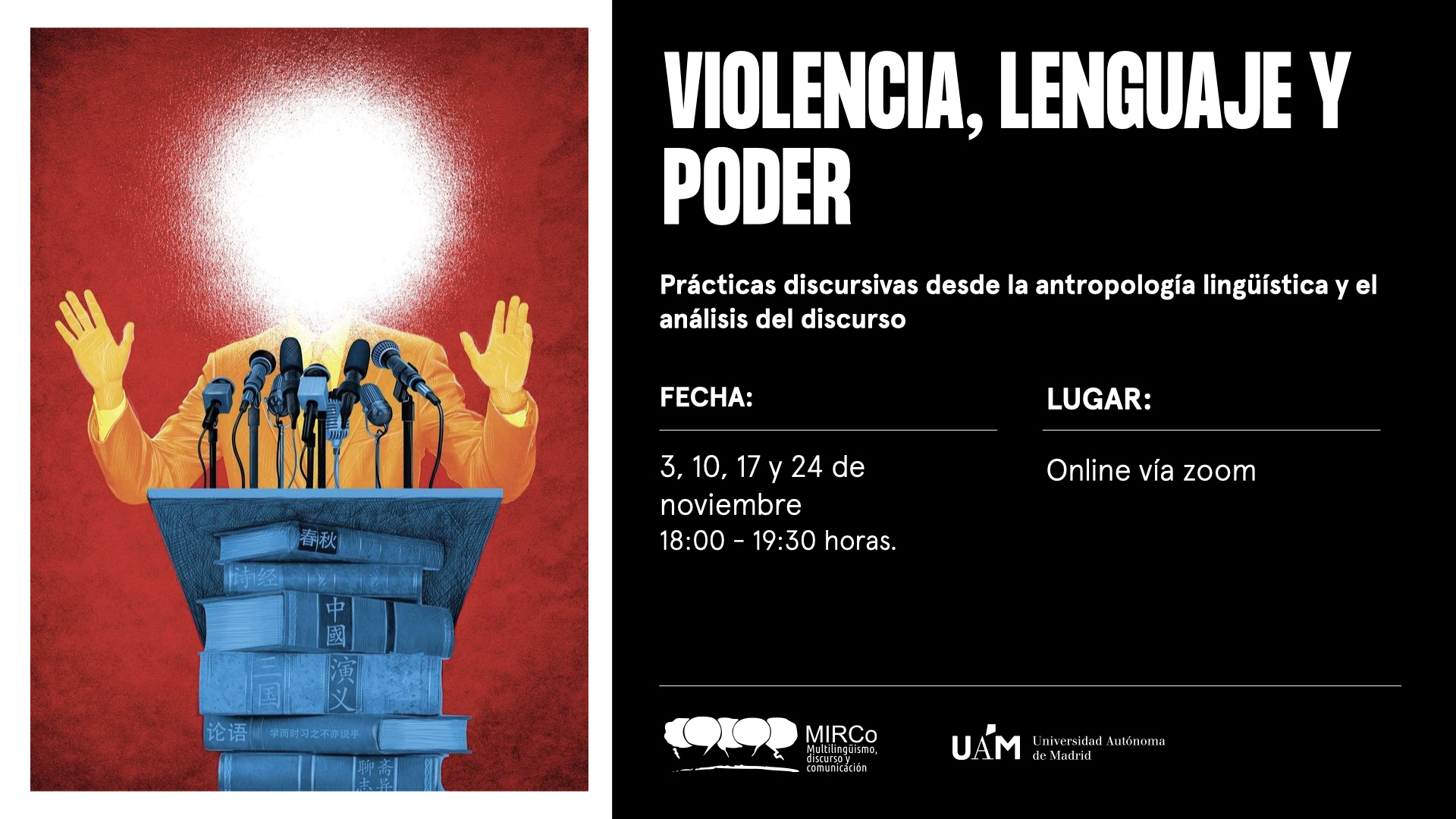 El centro MIRCo-UAM celebrará el curso «Violencia, lenguaje y poder» en el mes de noviembre